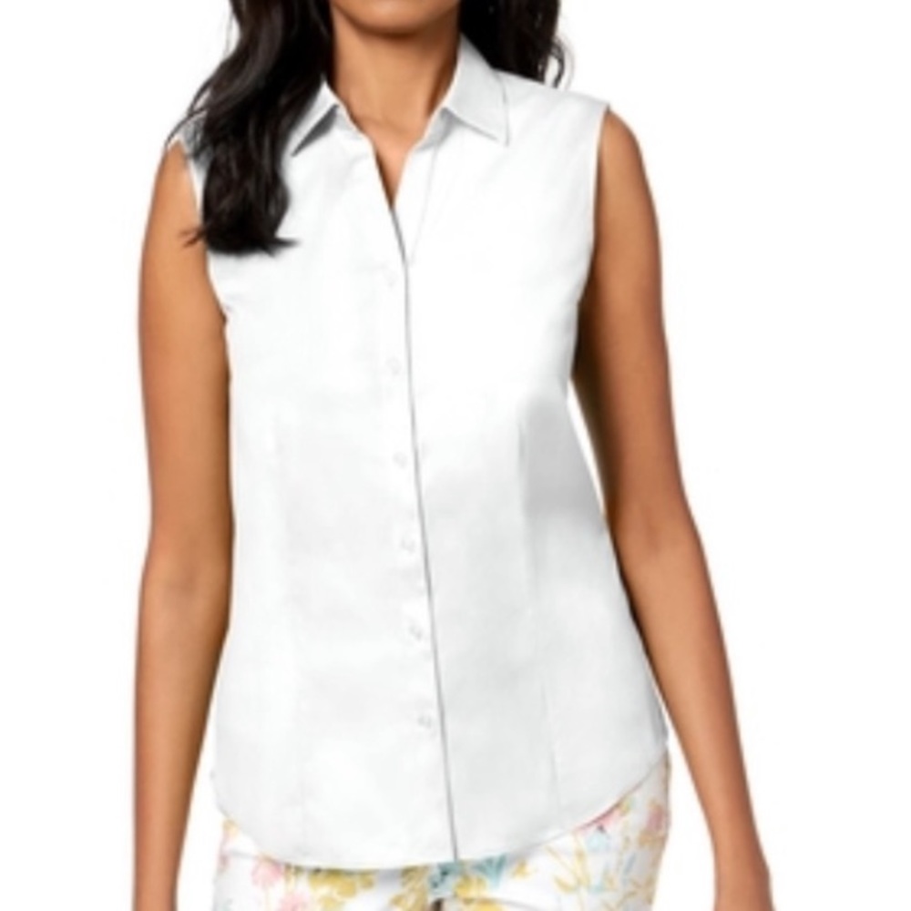NWT Charter Club Women’s White Sleeveless Shirt